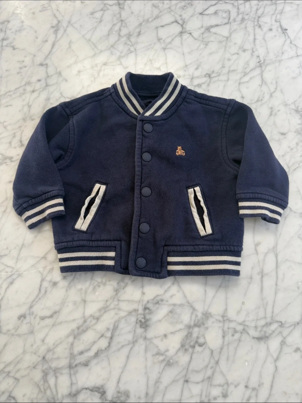 Gap Sz 6-12 Mo Varsity Jacket Navy Blue Kids